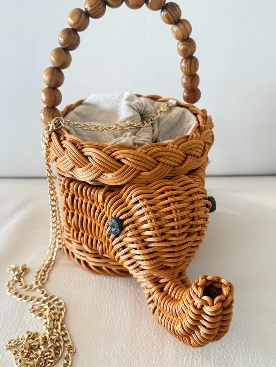 NWT Tommy Bahama Elephant Wicker Rattan Crossbody Handbag Purse - Picture 3 of 7